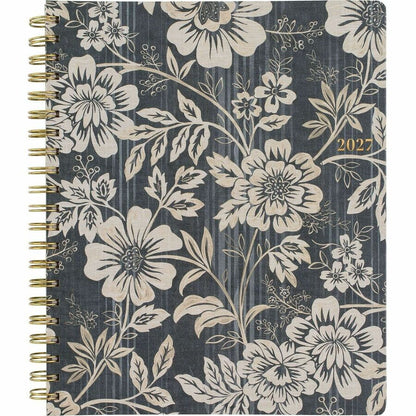Cambridge Denim Blooms Monthly Planner - Monthly - 12 Month - January 2027 to December 2027 - Letter - 8 1/2" x 11" Shee