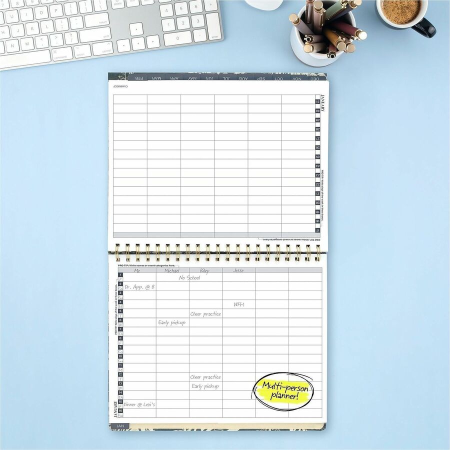 Cambridge Denim Blooms Monthly Planner - Monthly - 12 Month - January 2027 to December 2027 - Letter - 8 1/2" x 11" Shee