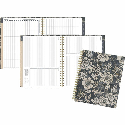 Cambridge Denim Blooms Monthly Planner - Monthly - 12 Month - January 2027 to December 2027 - Letter - 8 1/2" x 11" Shee