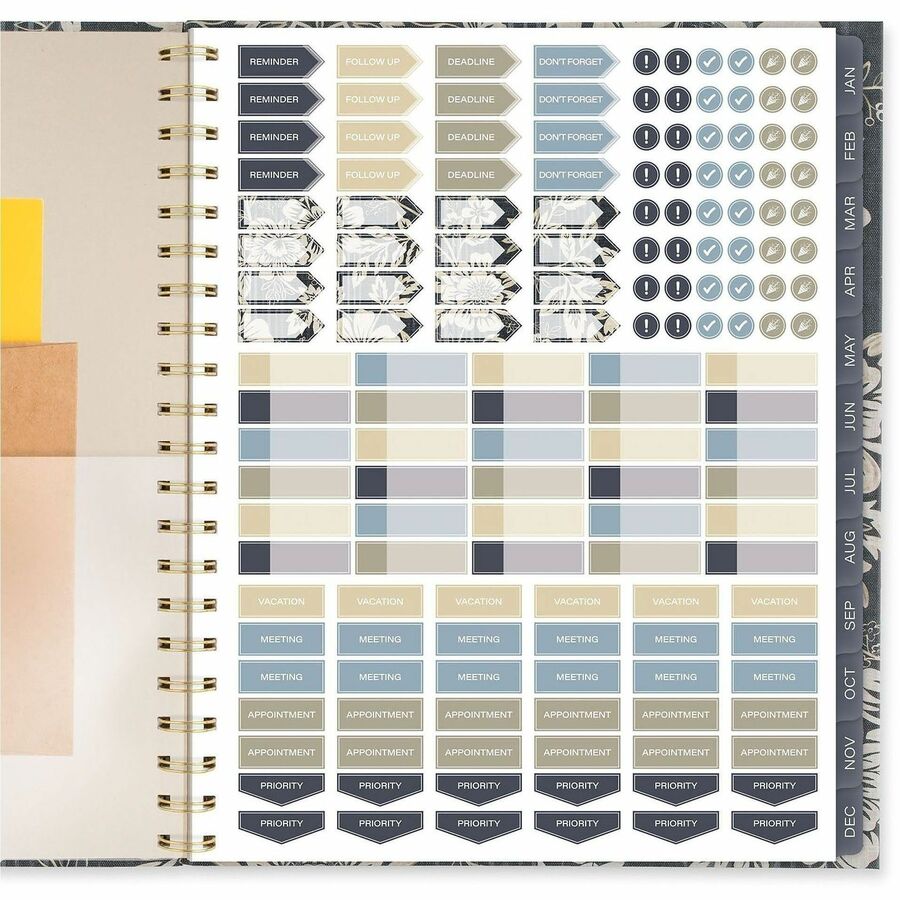 Cambridge Denim Blooms Monthly Planner - Monthly - 12 Month - January 2027 to December 2027 - Letter - 8 1/2" x 11" Shee