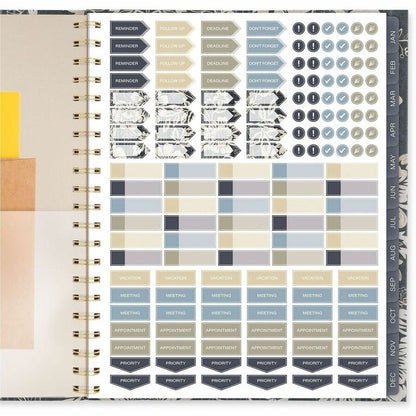 Cambridge Denim Blooms Monthly Planner - Monthly - 12 Month - January 2027 to December 2027 - Letter - 8 1/2" x 11" Shee