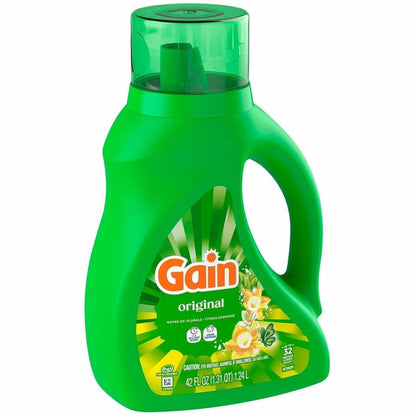 Gain Original Laundry Detergent - For Laundry, Washing Machine - Liquid - 42 fl oz (1.3 quart) - Original Scent - 32 Loa