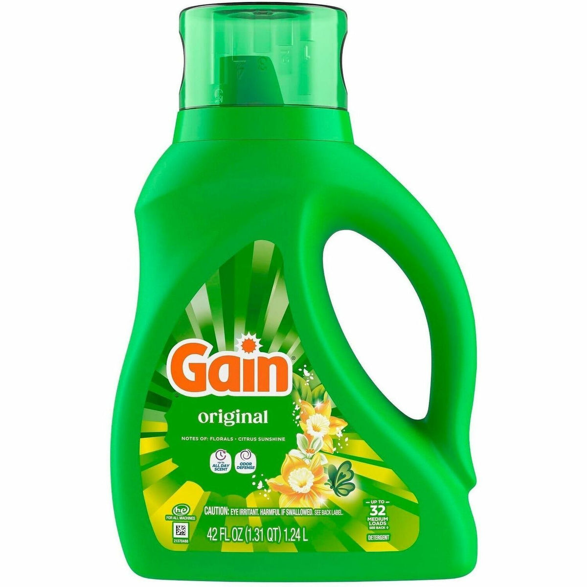 Gain Original Laundry Detergent - For Laundry, Washing Machine - Liquid - 42 fl oz (1.3 quart) - Original Scent - 32 Loa