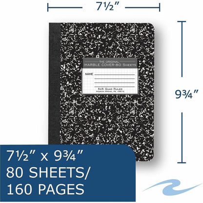 Roaring Spring Quad-Ruled Composition Notebooks - 80 Sheets - 160 Pages - Sewn/Tapebound - Both Side Ruling Surface - Qu