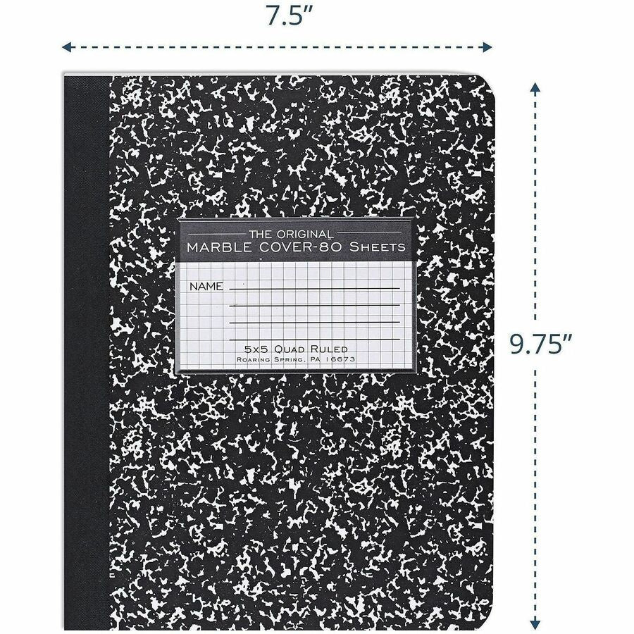 Roaring Spring Quad-Ruled Composition Notebooks - 80 Sheets - 160 Pages - Sewn/Tapebound - Both Side Ruling Surface - Qu