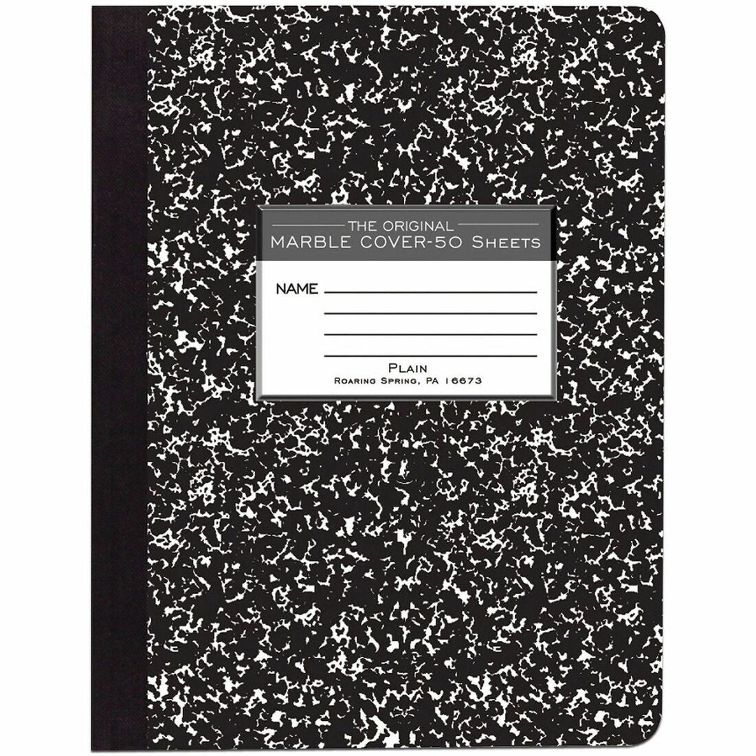 Roaring Spring Unruled Paper Composition Book - 50 Sheets - 100 Pages - Plain - Sewn/Tapebound - Unruled Front Ruling - 