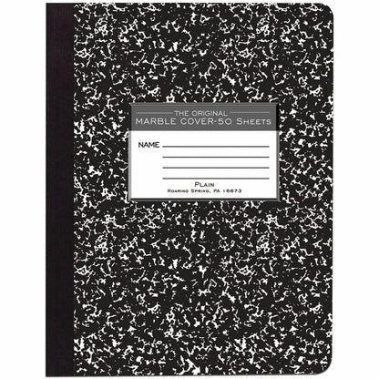 Roaring Spring Unruled Paper Composition Book - 50 Sheets - 100 Pages - Plain - Sewn/Tapebound - Unruled Front Ruling - 