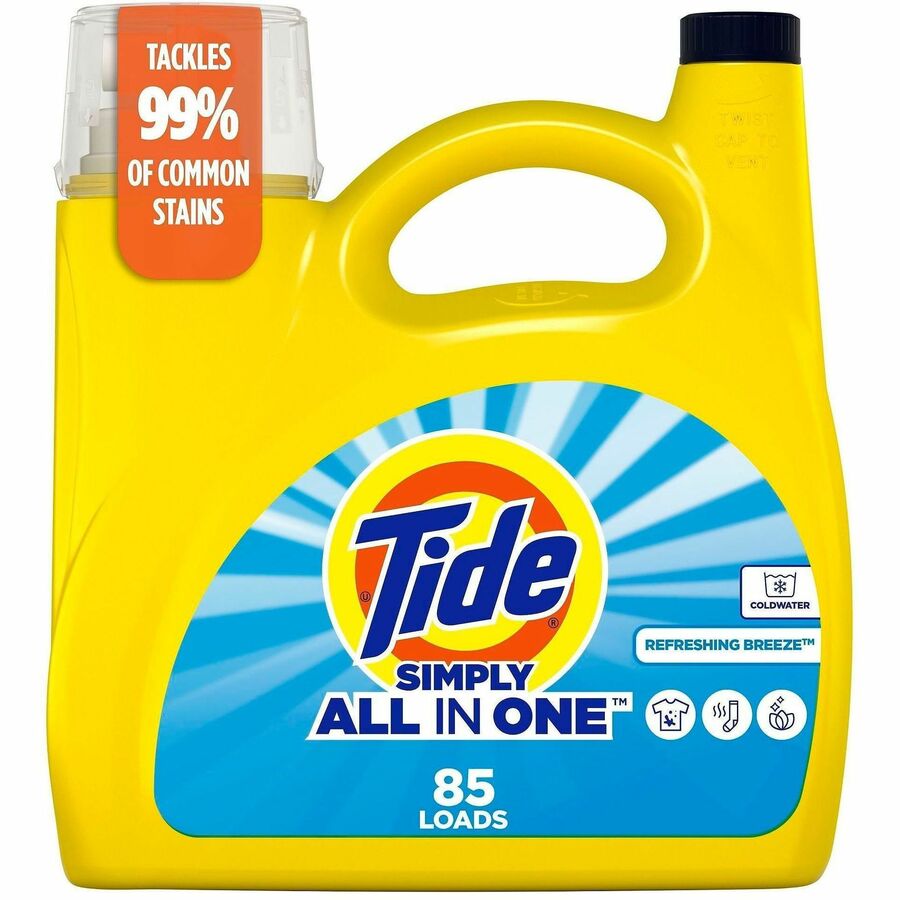 Tide Simply All-in-1 Detergent - For Laundry, Clothes - Liquid - 107 fl oz (3.3 quart) - Refreshing Breeze, Clean Scent 