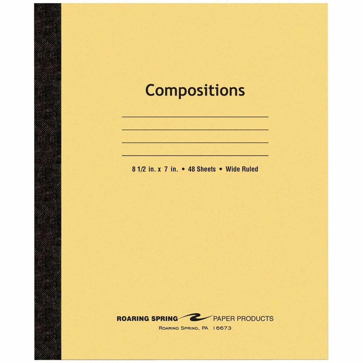 Roaring Spring Plain Cover Tapebound Comp Notebook - 48 Sheets - 96 Pages - Sewn/Tapebound - Both Side Ruling Surface - 