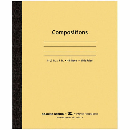 Roaring Spring Plain Cover Tapebound Comp Notebook - 48 Sheets - 96 Pages - Sewn/Tapebound - Both Side Ruling Surface - 