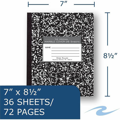 Roaring Spring Tape Bound Composition Notebooks - 36 Sheets - 72 Pages - Sewn/Tapebound - Both Side Ruling Surface - Wid
