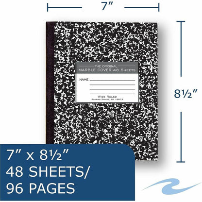 Roaring Spring Tape Bound Composition Notebooks - 48 Sheets - 96 Pages - Sewn/Tapebound - Both Side Ruling Surface - Wid