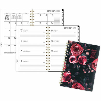 Mead BIG PLANS Tea Part Weekly/Monthly Planner - Weekly, Monthly - 15 Month - October 2026 to December 2027 - 5 1/2" x 8