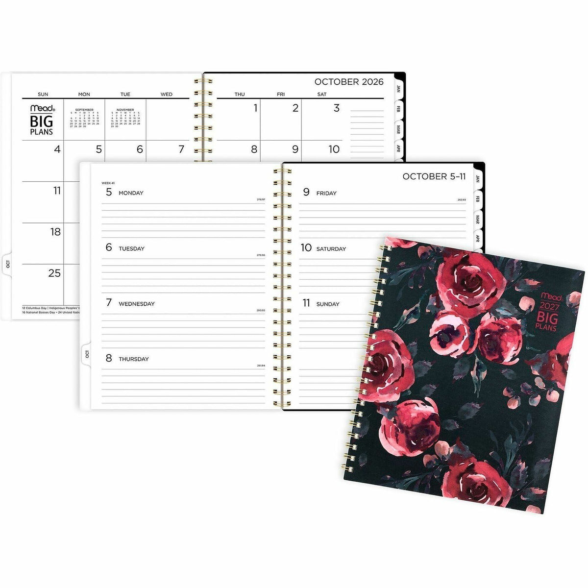 Mead BIG PLANS Tea Part Weekly/Monthly Planner - Weekly, Monthly - 15 Month - October 2026 to December 2027 - Letter - 8