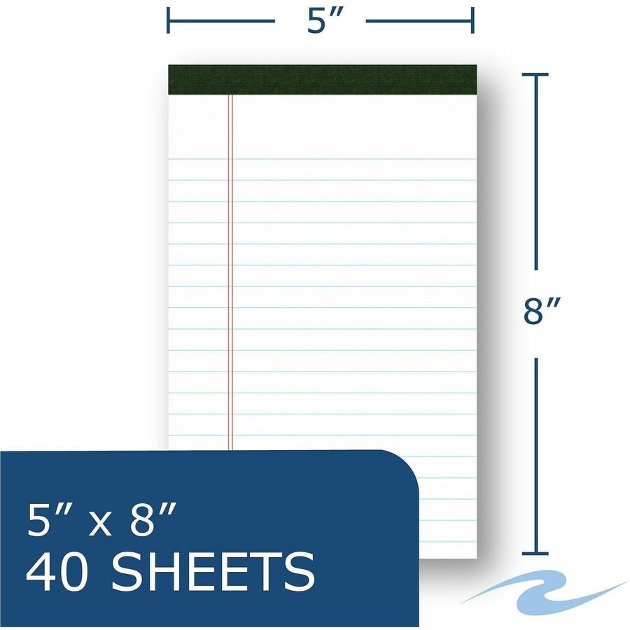 Roaring Spring Bio-Preferred Jr. Legal Pad - 40 Sheets - 80 Pages - Stapled/Tapebound - Both Side Ruling Surface - Ruled
