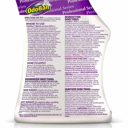 OdoBan Lavender Deodorizer Disinfectant Spray - For Multipurpose - Ready-To-Use - Spray, Liquid - 32 fl oz (1 quart) - F