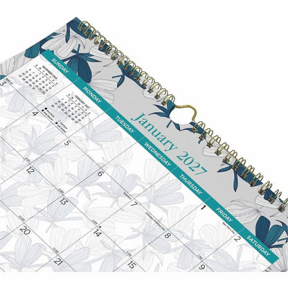 Blueline Garden Monthly Wall Calendar - Julian Dates - Monthly - 12 Month - January 2027 to December 2027 - 1 Month, 1 D