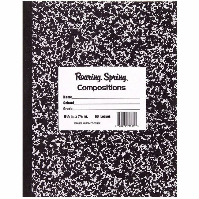 Roaring Spring Tape Bound Composition Notebooks - 60 Sheets - 120 Pages - Sewn/Tapebound - Both Side Ruling Surface - Wi