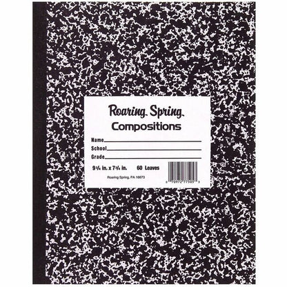 Roaring Spring Tape Bound Composition Notebooks - 60 Sheets - 120 Pages - Sewn/Tapebound - Both Side Ruling Surface - Wi