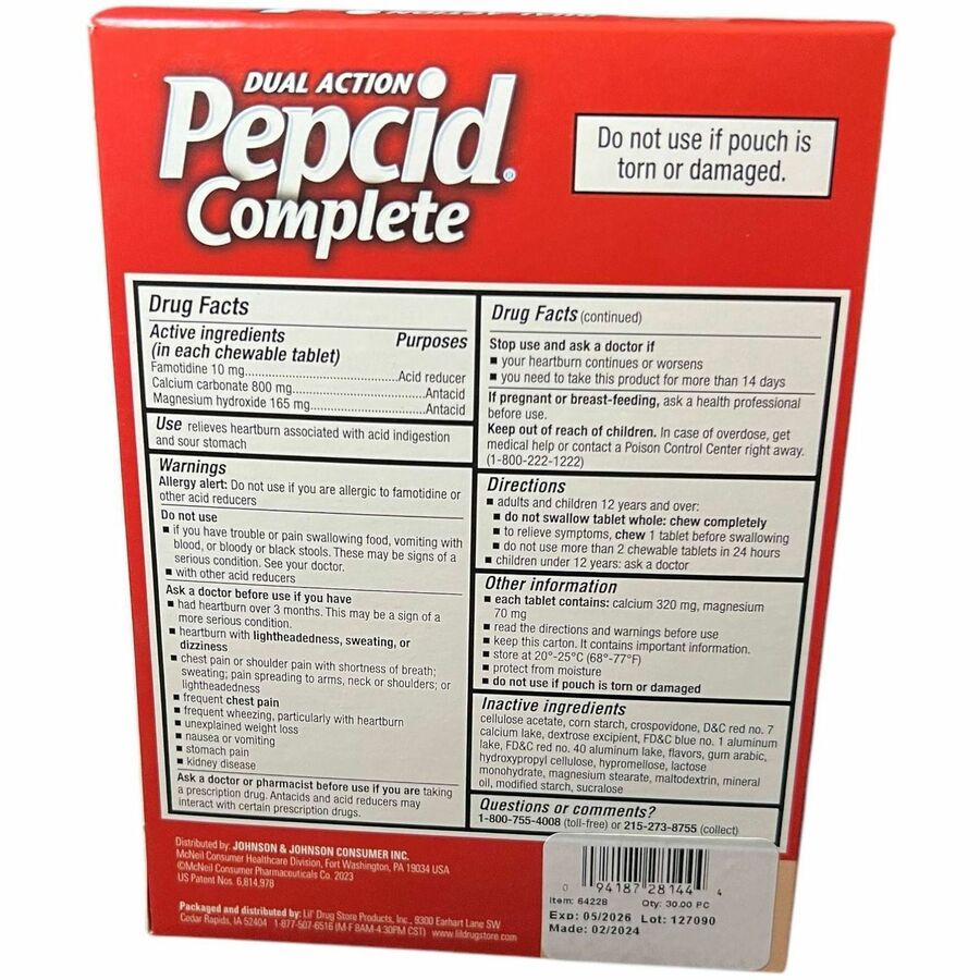 Lil' Drug Store Single Dose Pepcid Complete - For Heartburn, Acid Indigestion, Sour Stomach, First Aid - Berry