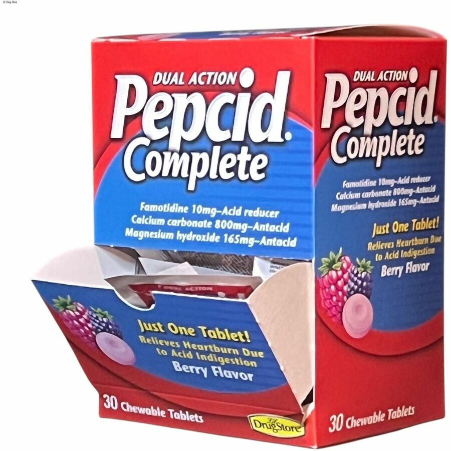 Lil' Drug Store Single Dose Pepcid Complete - For Heartburn, Acid Indigestion, Sour Stomach, First Aid - Berry
