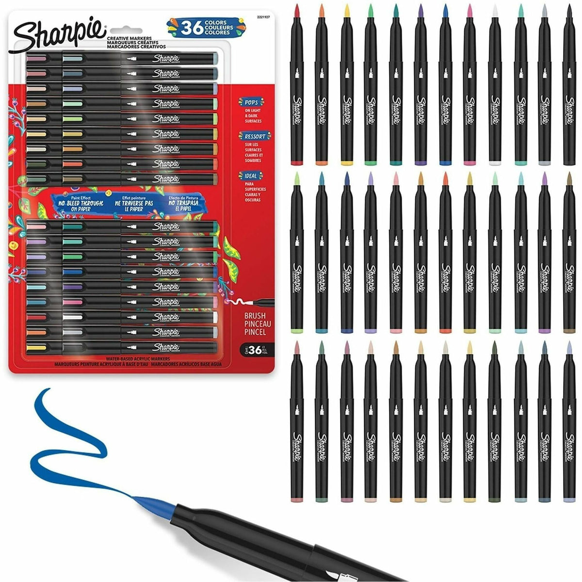 Sharpie Creative Markers - Brush Marker Point - Assorted Ink - Multipurpose - 36 / Pack