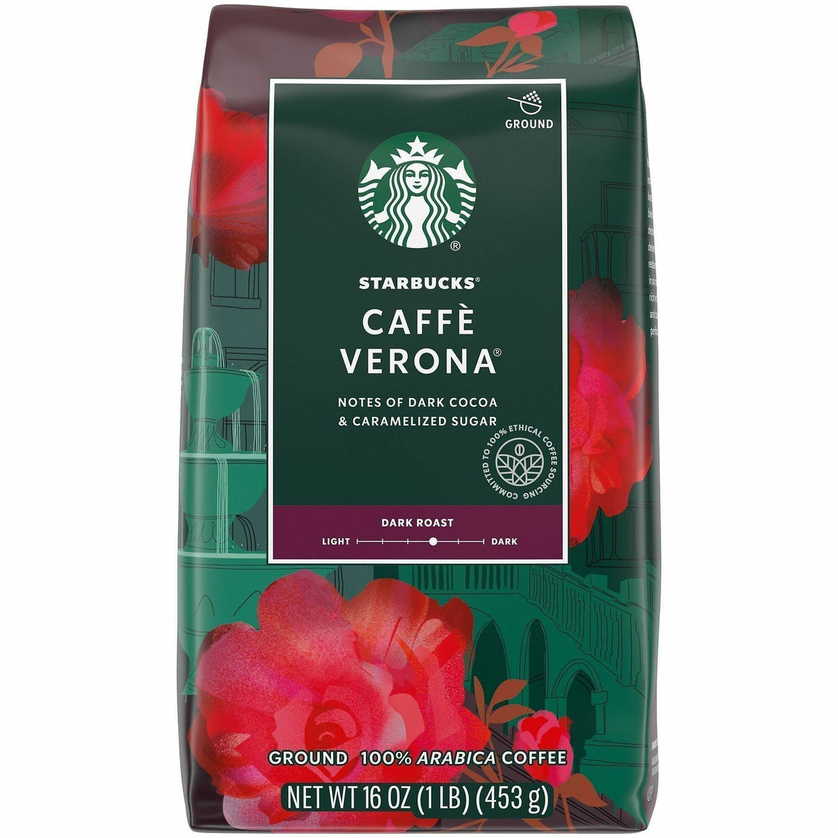 Starbucks Ground Caffe Verona Dark Roast Ground Coffee - Compatible with Drip-coffee Brewer - Dark - Ground - Caffé Vero