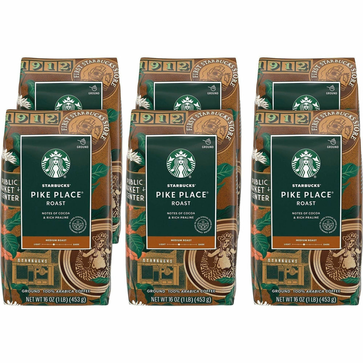 Starbucks Ground Pike Place Ground Coffee - Medium - Ground - Pike Place Roast