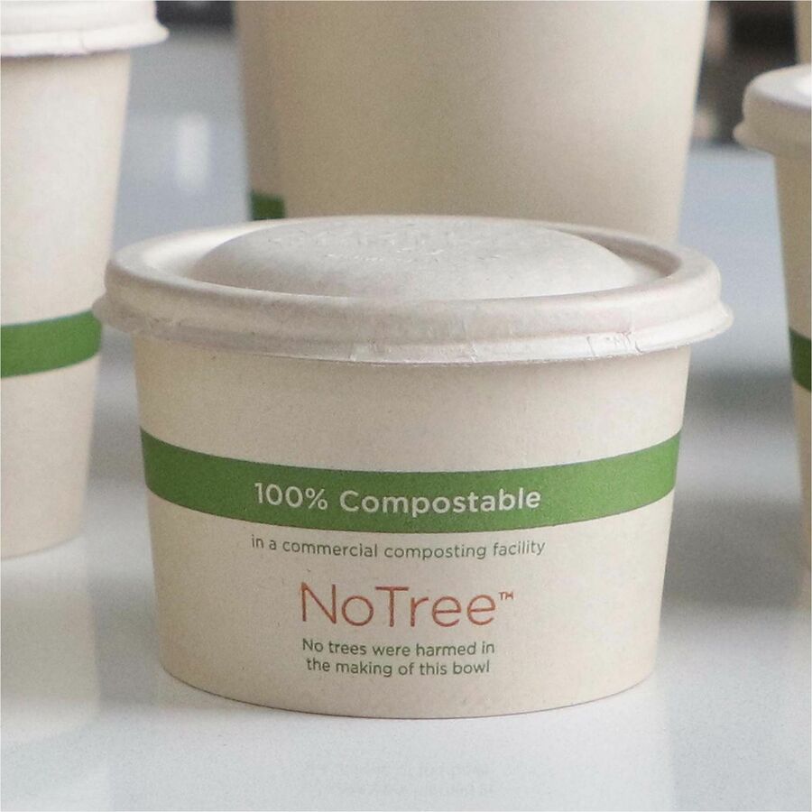 World Centric Compostable Fiber Lids - Plant Fiber - Beige - 50 Lids/Pack - 2 / Carton