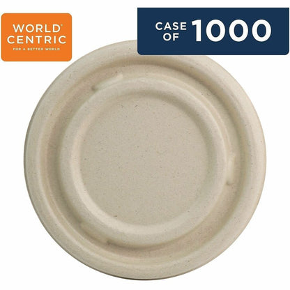 World Centric Compostable Fiber Lids - Plant Fiber - Beige - 50 Lids/Pack - 2 / Carton