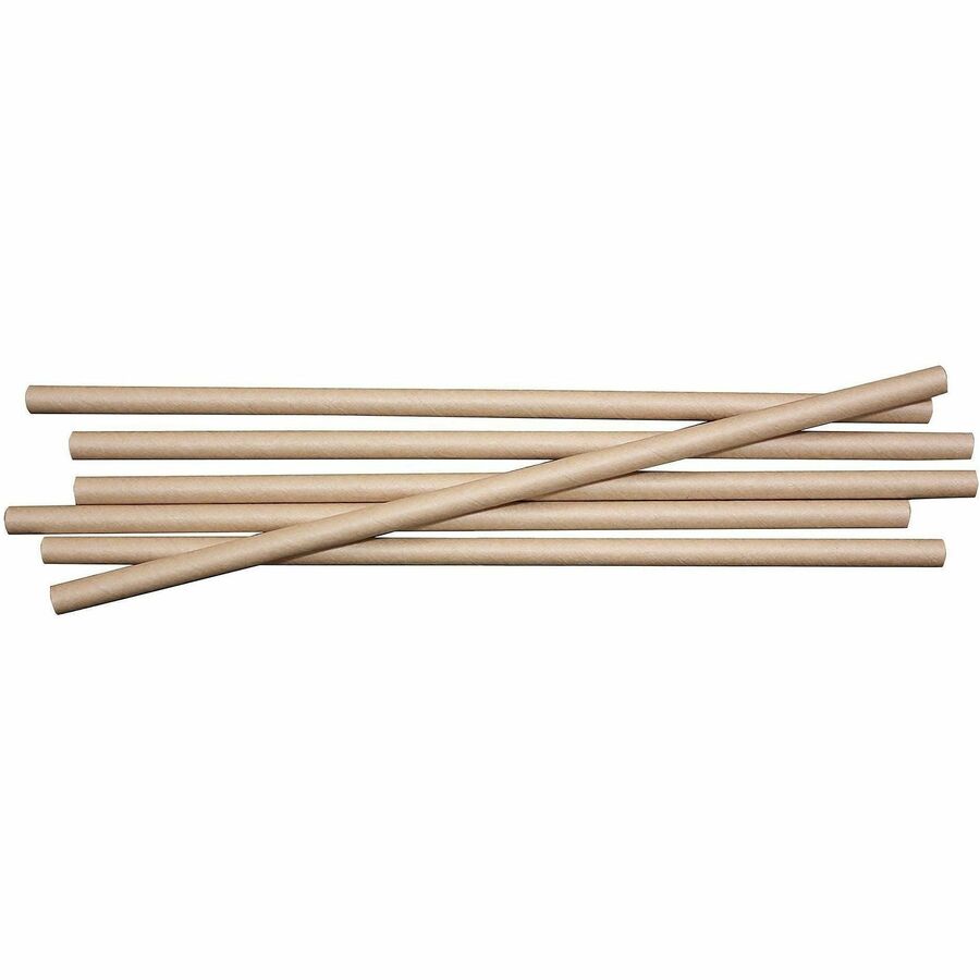 World Centric 8" Compostable Kraft Paper Straws - 8" Length - Kraft Paper - Beige - 50 / Pack