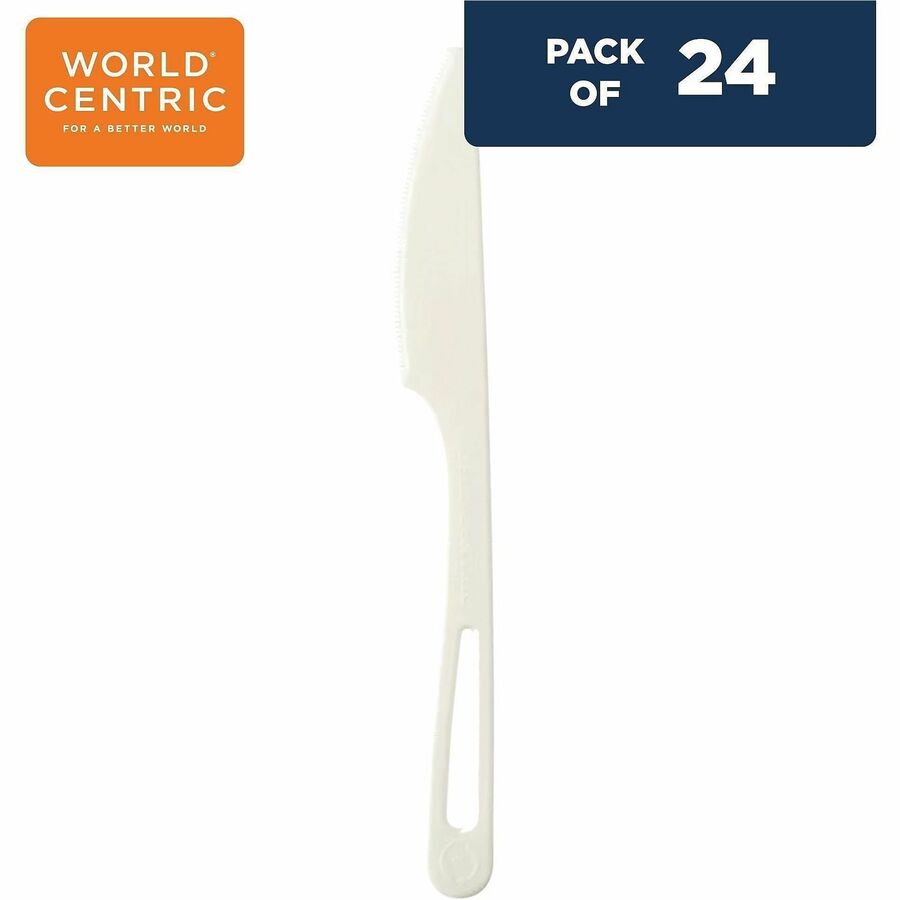 World Centric 6.7" TPLA Knives - Knife - Knife - Food - Dishwasher Safe - Talc-filled Polylactic Acid (TPLA) - Beige - 2
