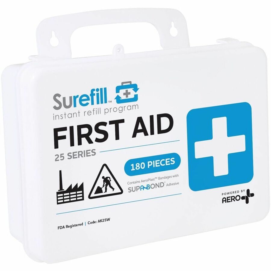 Aero Surefill All-Purpose Weatherproof First-Aid Kits - 180 x Piece(s) For 25 x Individual(s) - 7" Height x 3" Width10" 