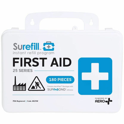 Aero Surefill All-Purpose Weatherproof First-Aid Kits - 180 x Piece(s) For 25 x Individual(s) - 7" Height x 3" Width10" 