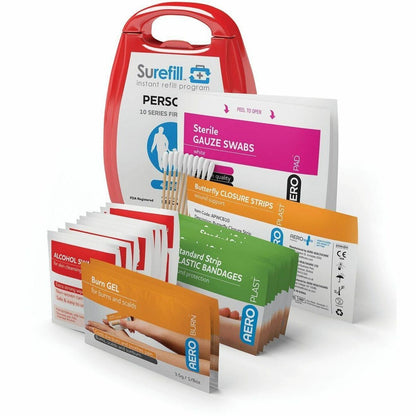 Aero Surefill Personal First-Aid Kit - 41 x Piece(s) - 5.3" Height x 1.3" Width3.8" Length - Plastic Case - Red, White -