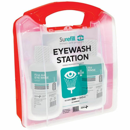 Aero Surefill 75-Series Emergency Eyewash Station - 16 fl oz - 13.5" x 4" - Green, Red - Portable, Sterile - 1 Each