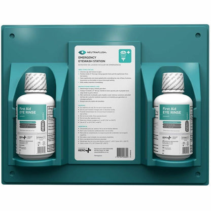 Aero NeutraFlush Eyewash Station Wall Unit - 16 fl oz - 13.5" x 4" - Green - Portable, Sterile - 1 Each