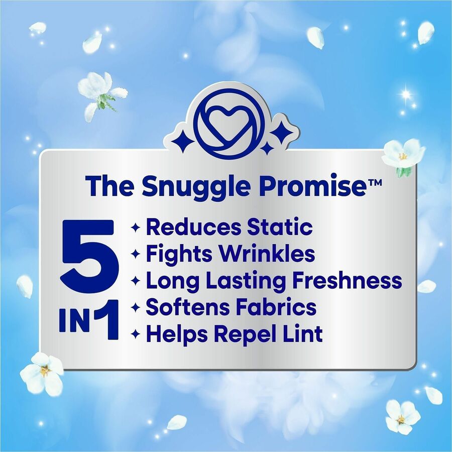 Snuggle Dryer Sheets - For Laundry - Fresh, Blue Sparkle, Floral, Soft Musk Scent - Freshen, Long Lasting - White