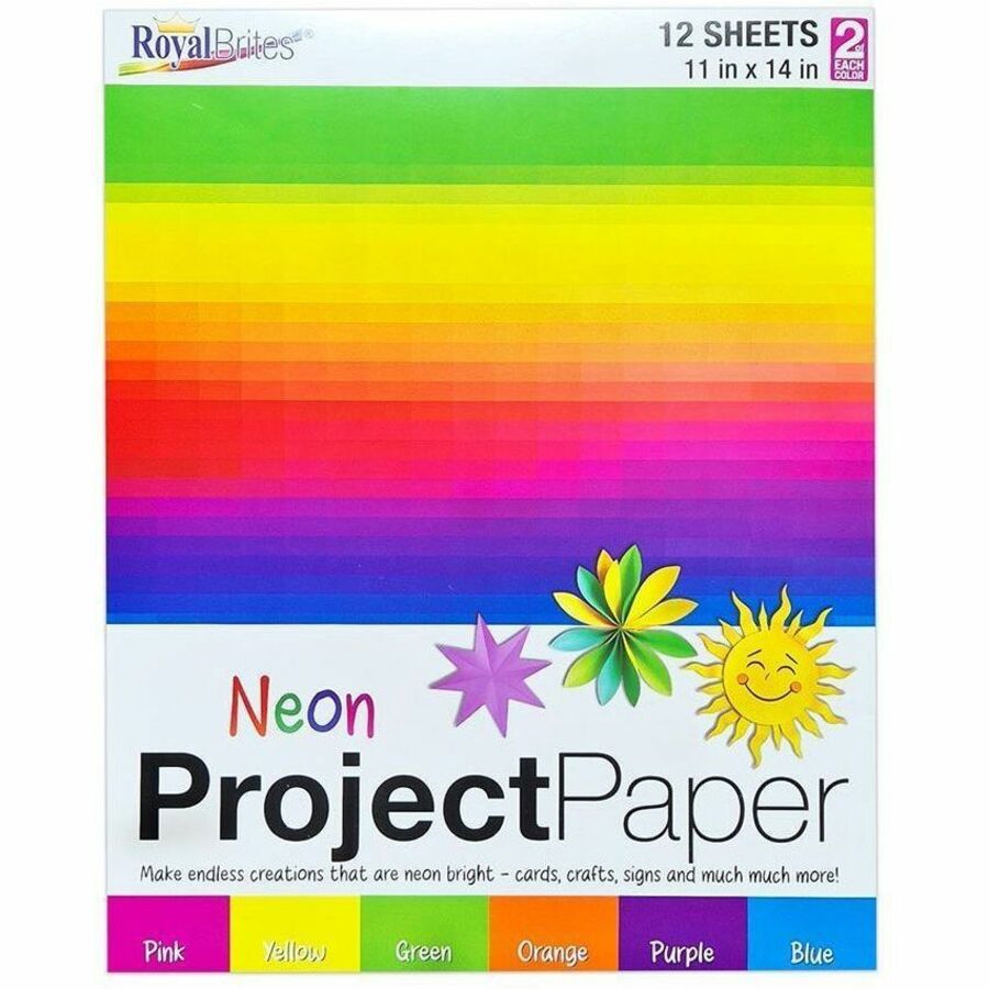 Royal Brites 2-Sided Project Paper Neon Assortment - 12 / Carton