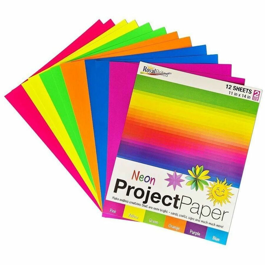 Royal Brites 2-Sided Project Paper Neon Assortment - 12 / Carton
