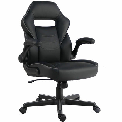 Lorell Flip-Arm Gaming Chair - Black