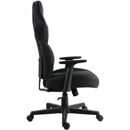 Lorell Adjustable-Arm Gaming Chair - Polyurethane, Foam - Black