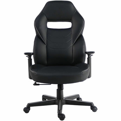 Lorell Adjustable-Arm Gaming Chair - Polyurethane, Foam - Black