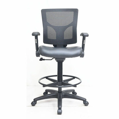 Lorell Conjure Office Stools - Vinyl, Polyurethane, Molded Foam Seat Material - Mesh Back Material - Black - Metal, Nylo