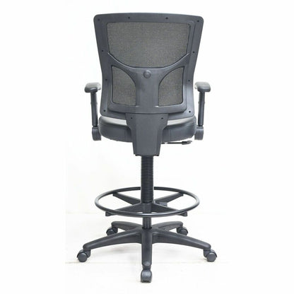 Lorell Conjure Office Stools - Vinyl, Polyurethane, Molded Foam Seat Material - Mesh Back Material - Black - Metal, Nylo