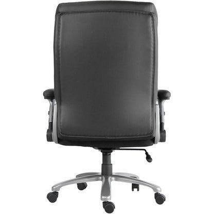 Lorell Big & Tall Flip Arm Chair - Mesh, Vinyl Back Material - Plastic Frame Material - Black - Armrest