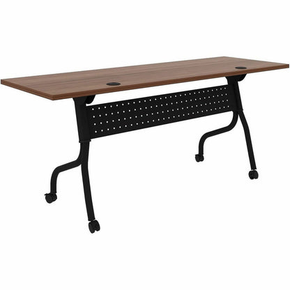 Lorell Preference Flip and Nest Training Table - Walnut Top - Black Four Leg Base - 4 Legs - 72" Table Top Width x 23.60