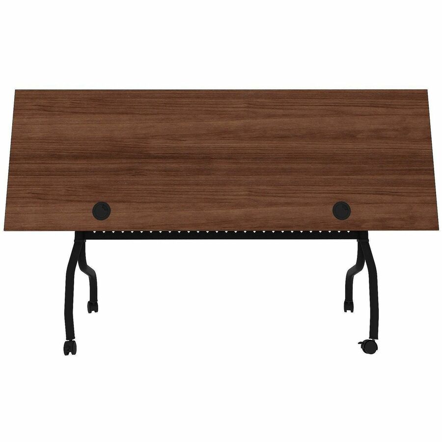 Lorell Preference Flip and Nest Training Table - Walnut Top - Black Four Leg Base - 4 Legs - 72" Table Top Width x 23.60