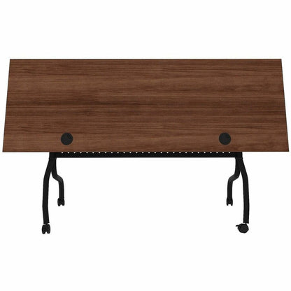 Lorell Preference Flip and Nest Training Table - Walnut Top - Black Four Leg Base - 4 Legs - 72" Table Top Width x 23.60