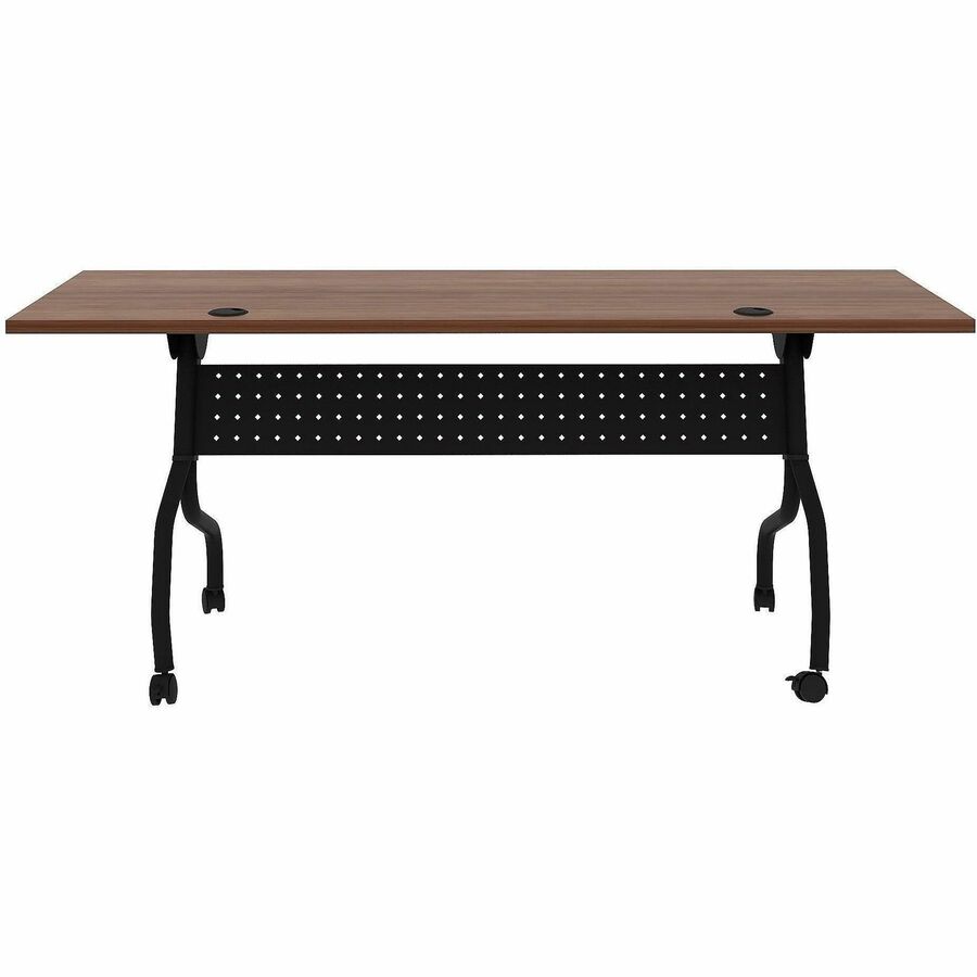 Lorell Preference Flip and Nest Training Table - Walnut Top - Black Four Leg Base - 4 Legs - 72" Table Top Width x 23.60